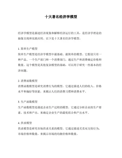 十大著名经济学模型