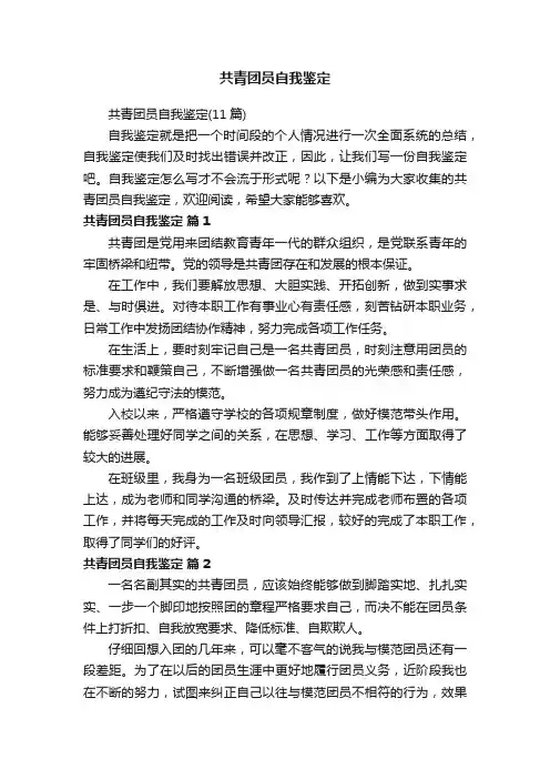 共青团员自我鉴定