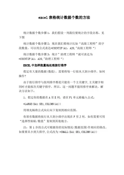 excel表格统计数据个数的方法
