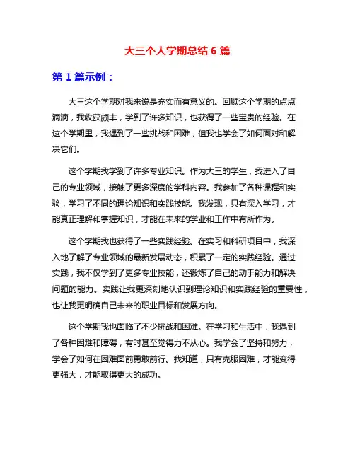 大三个人学期总结6篇