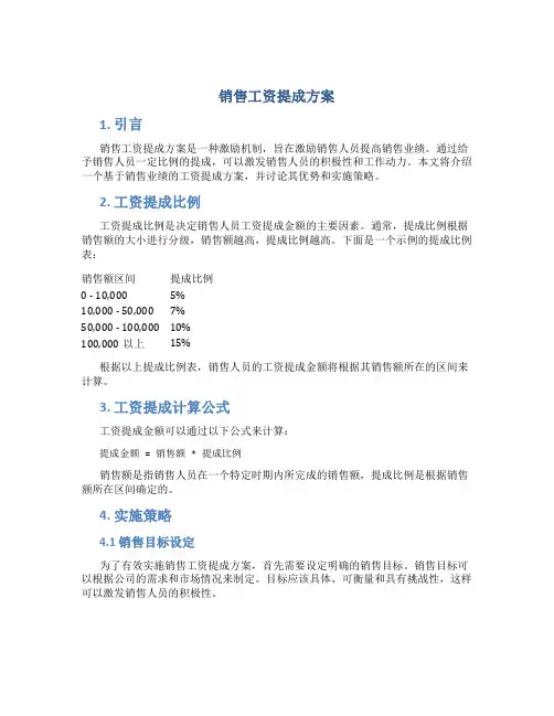 销售工资提成方案