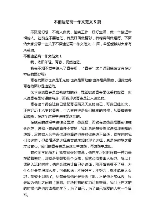 不惧迷茫高一作文范文5篇