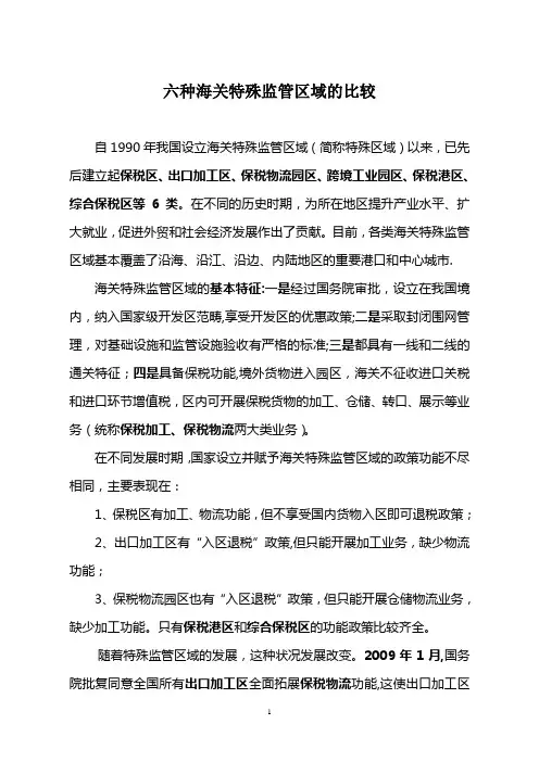 6种海关特殊监管区区别