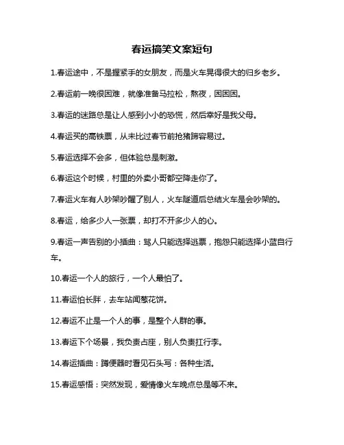 春运搞笑文案短句