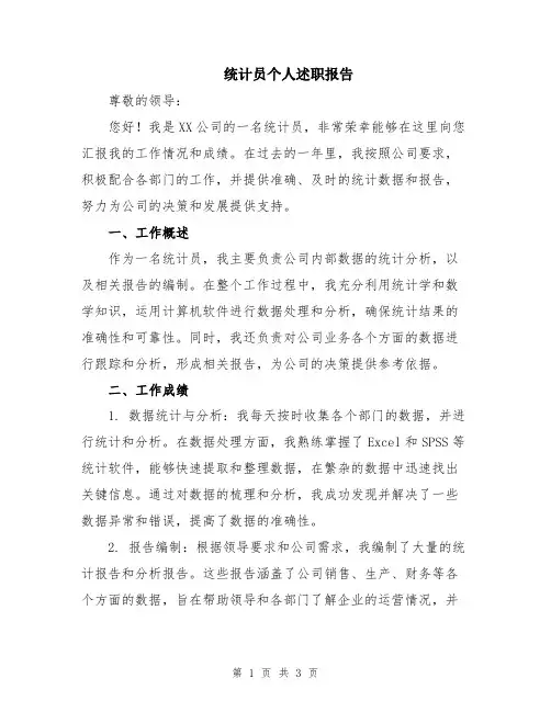 统计员个人述职报告