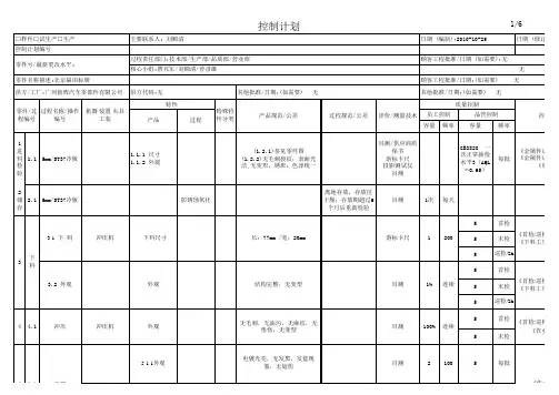质量控制计划表格