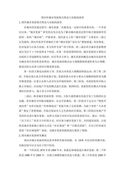国内外城市更新相关理论与实践的演变