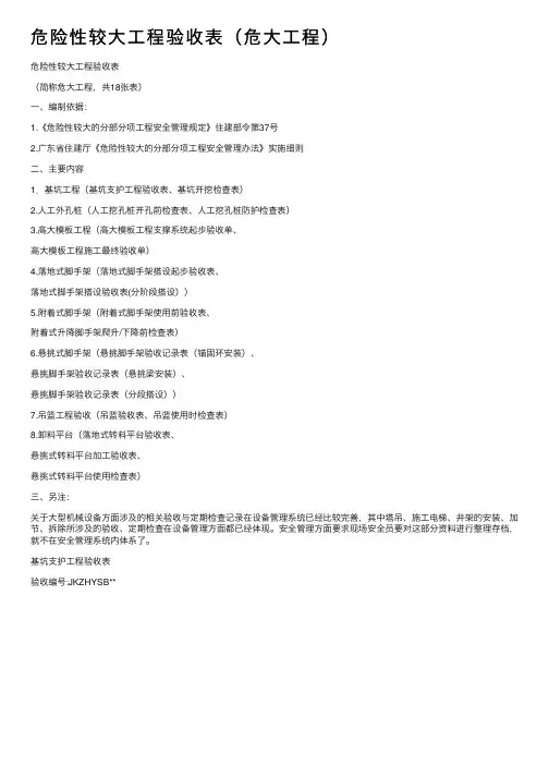 危险性较大工程验收表（危大工程）