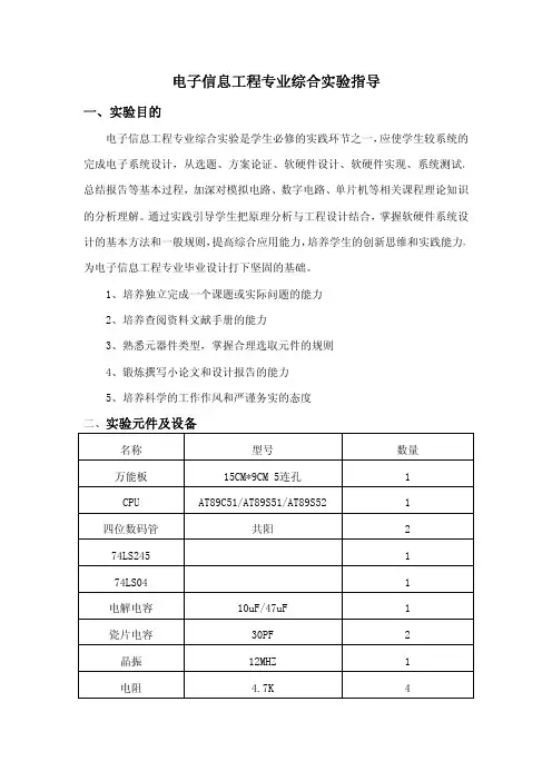 电子信息工程专业综合实验指导