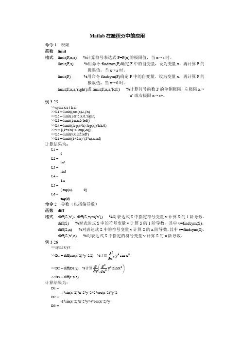 Matlab在微积分中的应用
