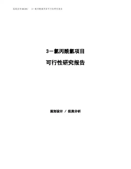 3-氯丙酰氯项目可行性研究报告(立项备案下载可编辑)