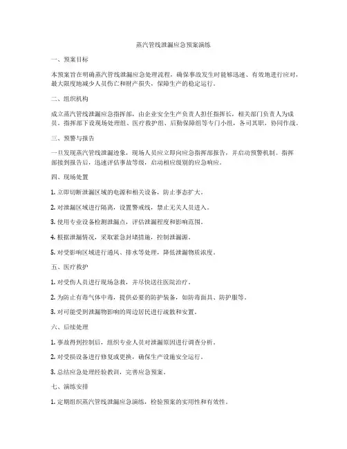 蒸汽管线泄漏应急预案演练
