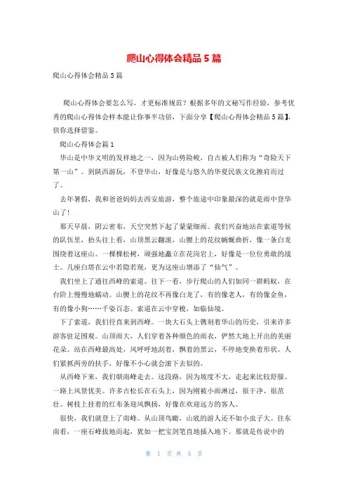 爬山心得体会精品5篇