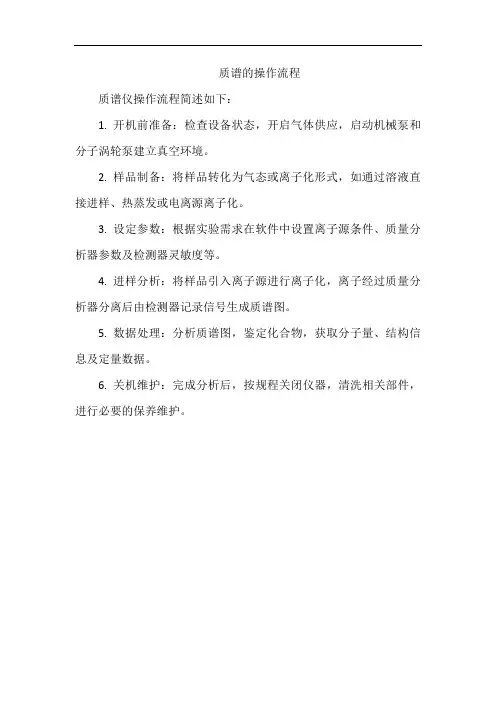 质谱的操作流程