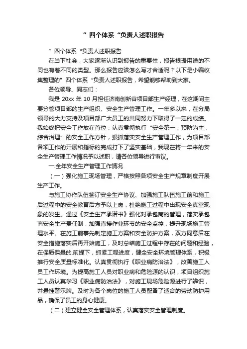 ”四个体系“负责人述职报告