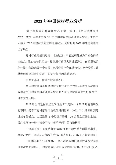 2022年中国建材行业分析
