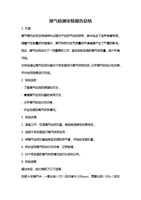 尾气检测实验报告总结