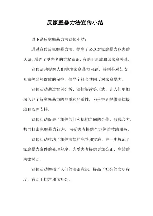 反家庭暴力法宣传小结