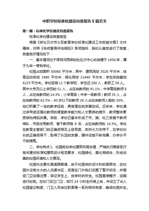 中职学校标准化建设自查报告5篇范文
