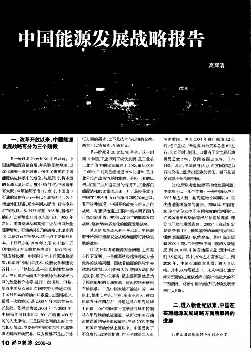 中国能源发展战略报告