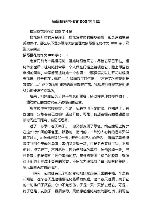 描写樱花的作文800字4篇