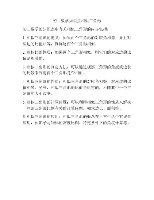初二数学知识点相似三角形
