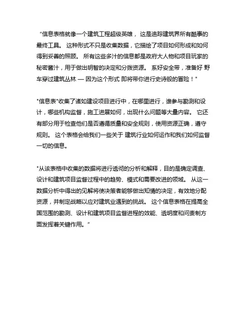 全国勘察设计,建设工程监理统计调查信息表