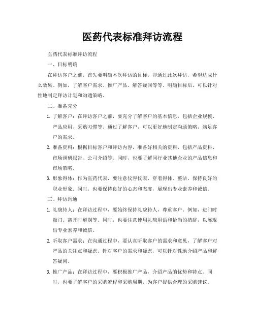医药代表标准拜访流程