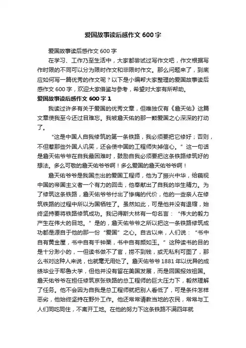 爱国故事读后感作文600字