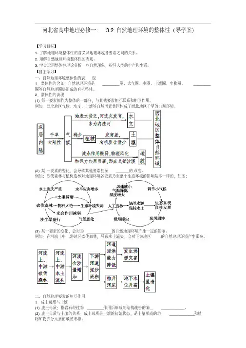 河北省高中地理3.2自然地理环境的整体性导学案新人教版必修1