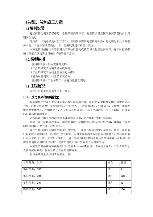 衬里、筑炉施工方案