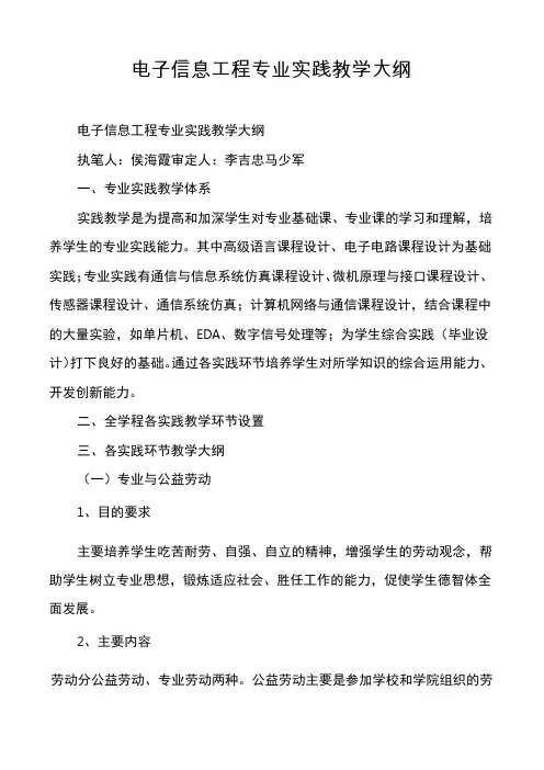 电子信息工程专业实践教学大纲