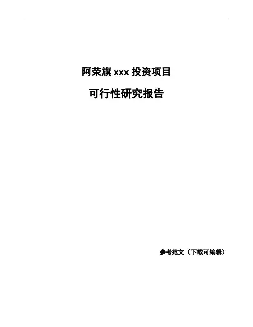 阿荣旗项目可行性研究报告可编辑模板