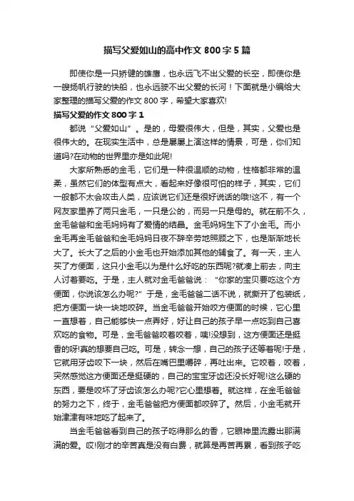 描写父爱如山的高中作文800字5篇