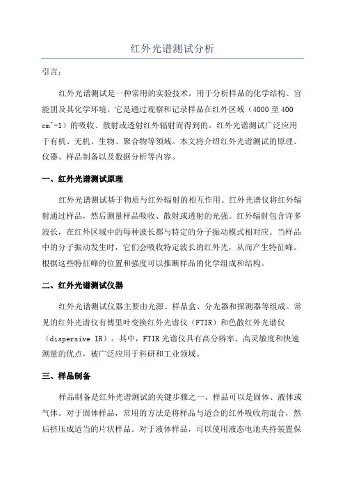 红外光谱测试分析