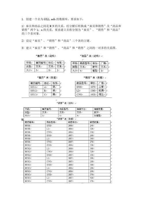 管理信息系统上机实践考试模拟试题及答案
