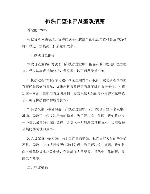 执法自查报告及整改措施