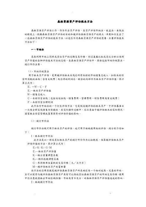 森林资源资产评估基本方法