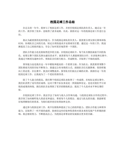 校园足球工作总结