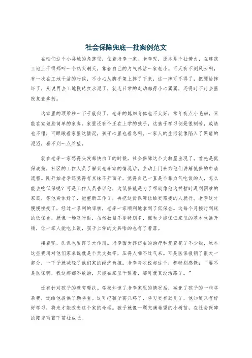 社会保障兜底一批案例范文