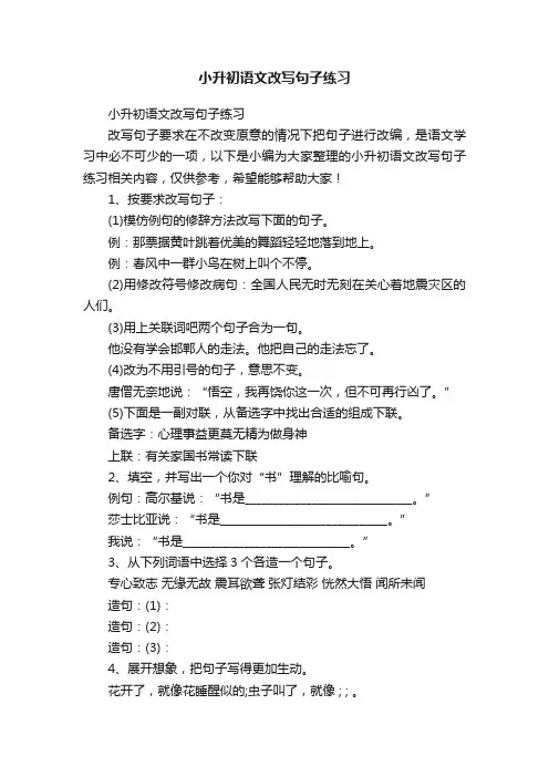 小升初语文改写句子练习