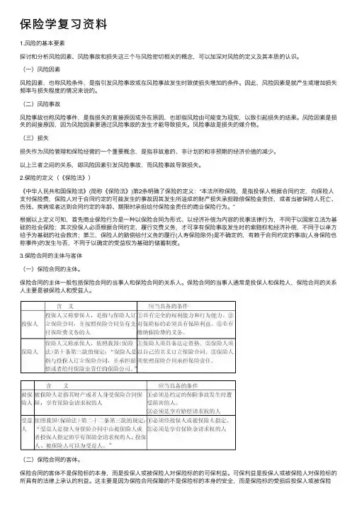 保险学复习资料