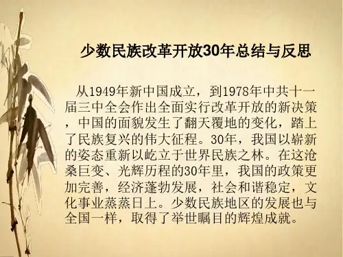 少数民族改革开放30年总结与反思