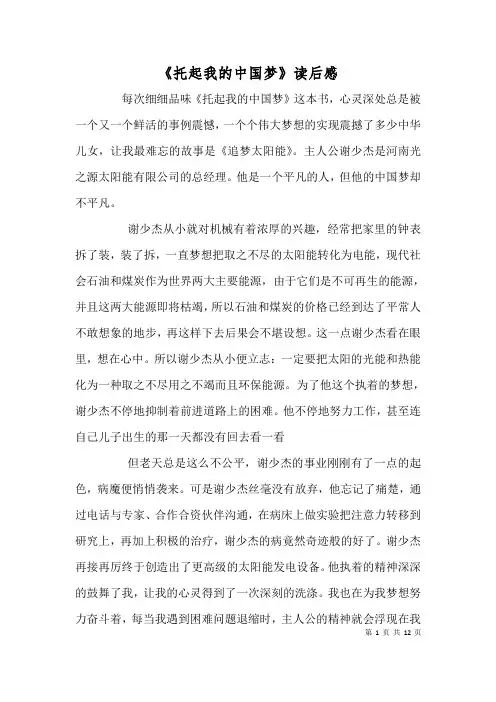 《托起我的中国梦》读后感