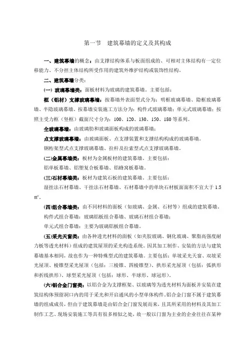 建筑幕墙的定义及其构成技术特征