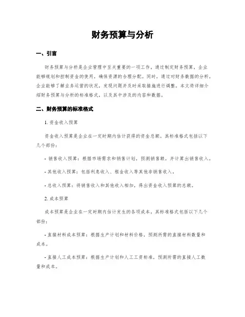 财务预算与分析