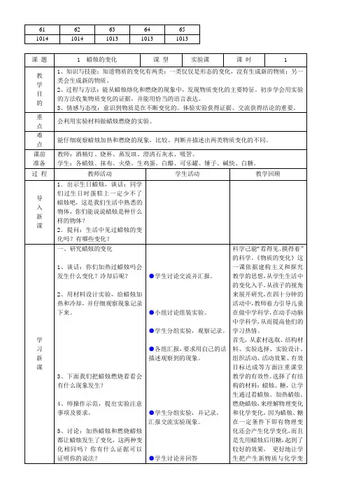 《蜡烛的变化》优秀教案