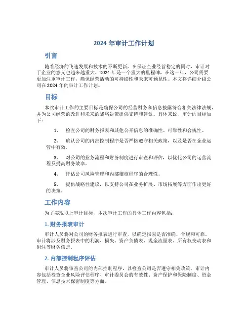 2024年审计工作计划