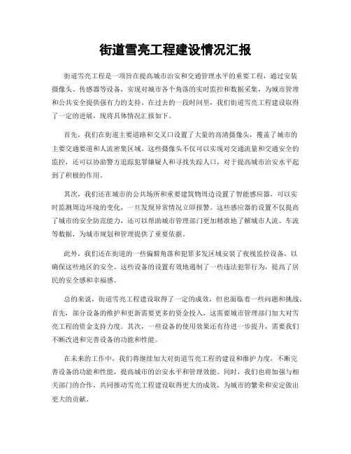 街道雪亮工程建设情况汇报