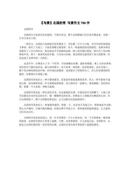 【写景】北国的雪 写景作文700字